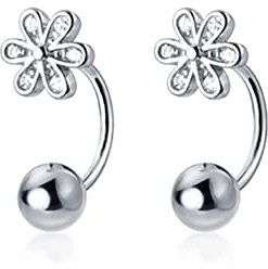SLUYNZ 925 Argent Sterling Petites Marguerites Boucles d’oreilles Poignet pour Femmes Adolescentes Fleur Cartilage Boucles d’oreilles Piercing hélicoïdal Clous à balles