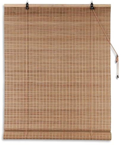 Julido Bambusrollo 120x160cm, braun Akzent, Raffrollo Fensterrollo innen, Sichtschutz, Sonnenschutz, Blendschutz, Fensterdekoration Boho, Blickdicht und lichtdurchlässig