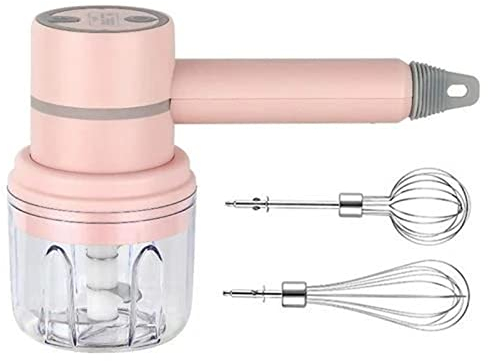 YARUMD FOOD Mezclador De Mano Eléctrico De Cocina 3 Velocidad,Mezclador De Mano Inalámbrico Y Batidor De Huevos De Acero Inoxidable, Mini Mezclador Liviano,Rosado