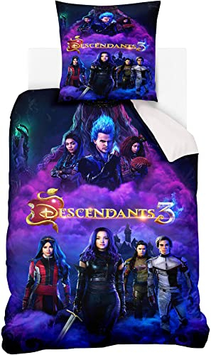 Wintdeer Descendants Ropa de cama de microfibra 135 x 200 cm · Juego de ropa de cama · Para adolescentes y adultos – Funda de almohada 80 x 80 + Funda nórdica 135 x 200 cm