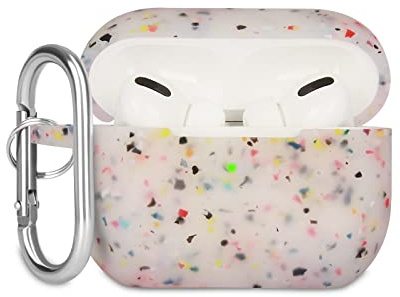 KOKOKA Case Cover Compatible with Airpods Pro, Soft Silicone Skin Case Cover Shock-Absorbing Protective Case for Airpods Pro 2019 with Carabiner, Front LED Visible, Floral