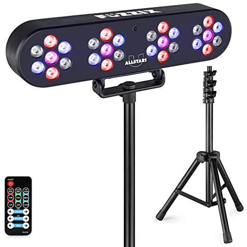 Fuzzix AllStar1 LED Efecto de luz Party Wash con 28 leds super brillantes RGB con bajo consumo, modo automático o al ritmo de la música, incluye trípode y mando a distancia, portátil y fácil de usar