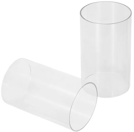 Angoily 2Pcs Clear Glass Candle Covers 5.9In Transparent Cylinder Windproof Candle Protectors for Home Decorative Warm Romantic Atmosphere
