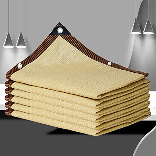 Filet d Ombrage 5x5 Filet d'ombrage Serre Voile d'ombrage 4x5 Voile d Ombrage 3x3 Coupe-Vent Oeillets Perméable Lair Filet D'intimité Plantes D'extérieur Jardin,beige-5x5m