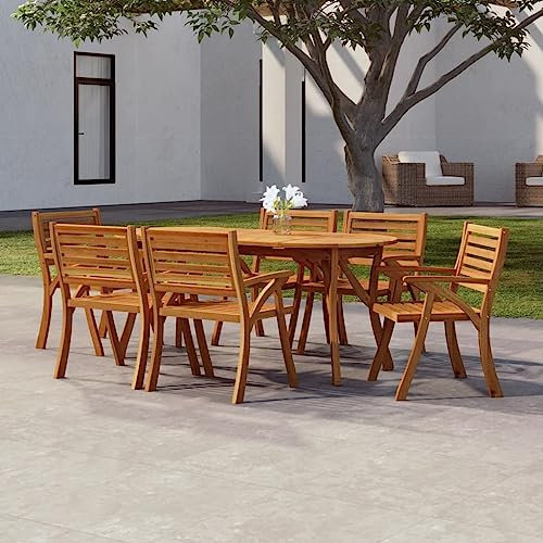 puraday Gartentisch 200x90x75 cm Massivholz Akazie Rund Esszimmertisch Rund Couchtisch Outdoor Esszimmertisch Tischterassenmöbel Außen Gartenmöbel Holz Balkontisch Rund Gartentisch Holz
