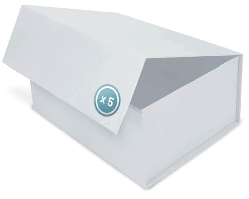 Verpackungswelt Geschenk-Box mit Deckel | 31 x 22 x 15 cm (5er Pack) | Geschenk-Karton mit Magnet-Verschluss | Perfekt für Geburtstag, Hochzeit, Weihnachten, Geburt | Geschenk-Verpackung in Weiß