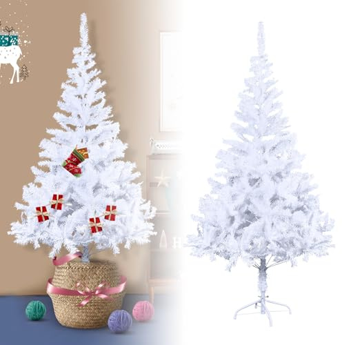 Froadp 240cm Weihnachtsbaum Künstlich Dekobaum PVC Kunstbaum mit Ständer Tannenbaum Weihnachtsdeko Schwer Entflammbarer Christbaum Künstlicher Weinachts Baum für Drinnen und Draußen (Weiß)