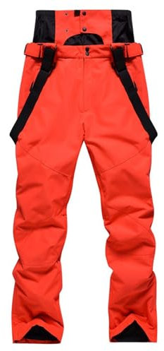 HOMDECR Skihose Für Damen Und Herren, Skihose – Skihose, Gefütterte Skihose Mit Taschen, Integrierter Schneefang – Ideal Zum Skifahren Im Winter (Orange Rot,M)