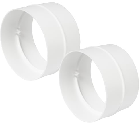 Repa Market Lot de 2 raccords de tuyau de 125 mm pour tuyau d'air, rond, flexible, pour raccorder des conduites, blanc