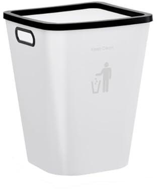 BybAgs Papelera de oficina con asa integrada, cesta contenedora de basura for cocina, dormitorio, sala de estar, cesta de basura interior (Color : White)
