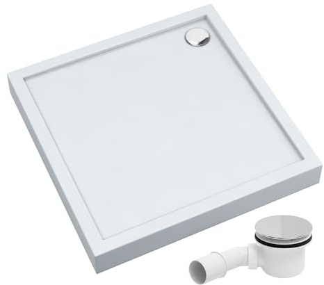 AQUABAD Duschwanne/Duschtasse | Komplettset Ultima mit LeakProtect Technologie Smooth White 90x90cm Quadrat | inkl. Ablaufgarnitur/Siphon Alcadrain A49CR