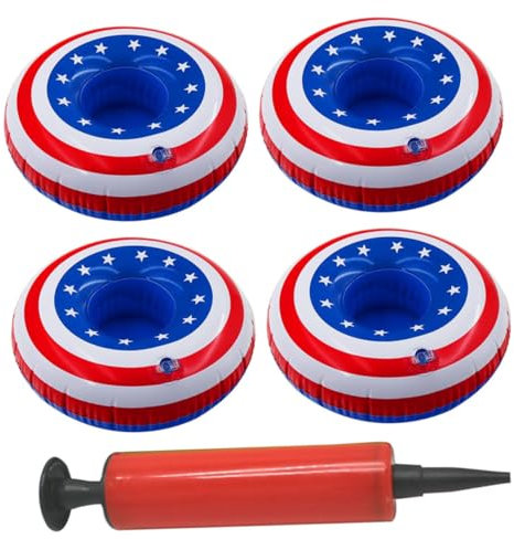 TOYANDONA 5piezas Portavasos Inflable para Piscina Portavasos Flotante De Diseño De Estrellas Incluye Unidades Juguete De Baño para Fiesta Hawaiana Azul