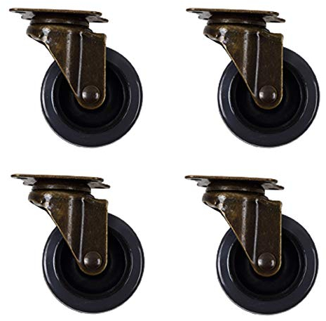 Plattenrollen, Lenkrollen, robuste Plattenrollen, Möbelrollen aus Nylon, antike Vintage-Massivrollen, 360°-Lenkrollen, für Sofas, Klavierfüße, Tragkraft 100 kg, mit Schrauben, 4er-Pack