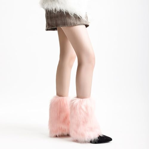 SCJJZ Stulpen für Damen,Fußbezüge, warme pelzige Schuhüberzüge, Sockenhaufen, Plüsch-Leggingsocken, verdickte kältebeständige Damensocken für Herbst und Winter (25 cm)
