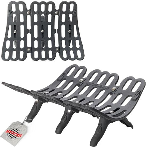 Flame Genie Self-Feeding Cast Iron Fireplace Grate, 2 ¾ Clearance, Black, 22