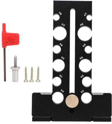 Kit di Maschere per la Creazione di Tasselli, Strumento Ausiliario per Asta Tonda per Fresatura di Trapano Elettrico con 12 Fori, Strumenti per Asta Tonda Regolabile in Lega di