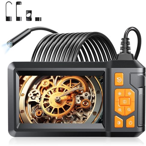 Cámara endoscópica con luz de 10 m, 1080P, HD, cámara de inspección endoscópica Industrial, Pantalla IPS de 4,3 Pulgadas, de 8 mm con 8 LED Ajustables, cámara de Canal Impermeable IP67
