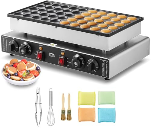 VEVOR Macchina per mini pancake olandese da cucina uso commerciale, 50 Pezzi, Diametro 43 mm, Macchina per mini dorayaki, 1700 W, Controllo di Temperatura Tempo, per Cucina commerciale feste evento
