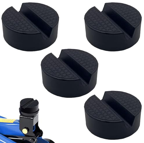 Wagenheber Gummiauflage 4 Stück, Kreisförmiger Gummi-Wagenheber-Pad-Adapter, Gummi-Klotz-Block-Unterlage-Puffer, Rangierwagenheber für Wagen Hebebühnen, Schwarz
