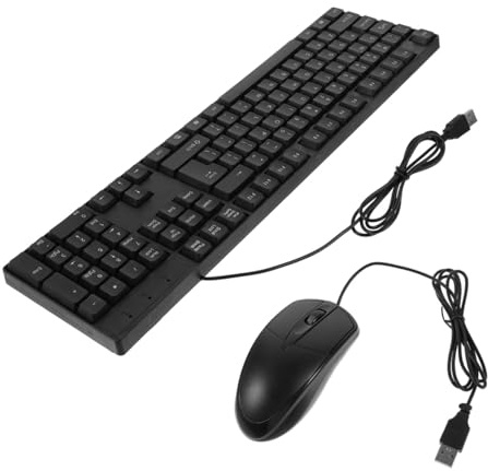 UKCOCO Combo Teclado y Ratón Silenciosos para Portátil Color Negro 104 Teclas en Abs, Diseño Ergonómico y Alta Productividad para Ordenador