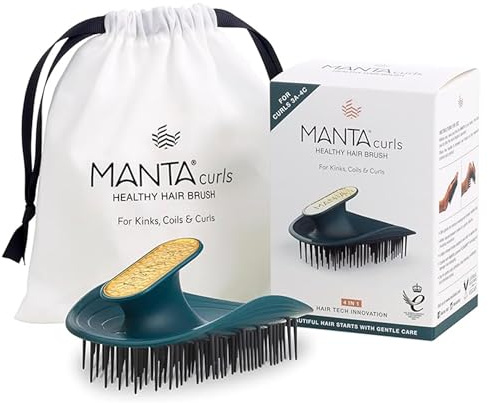 Manta Curls Anti-Breakage Hårborste — Utredningsborste för lockigt & afrohår, mild våt & torr hårborste för kvinnor, mjuk blågrön