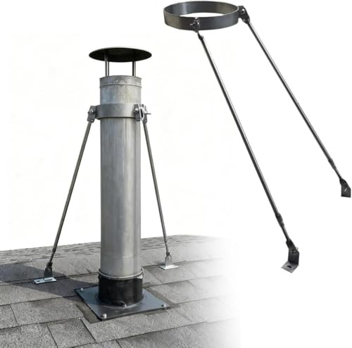 Outdoor Heavy Duty Pipes Bracket, Wall/Roof Chimney Support Kit Metal Stove Pipe Fixing Brace with Screws,Dia 210mm
