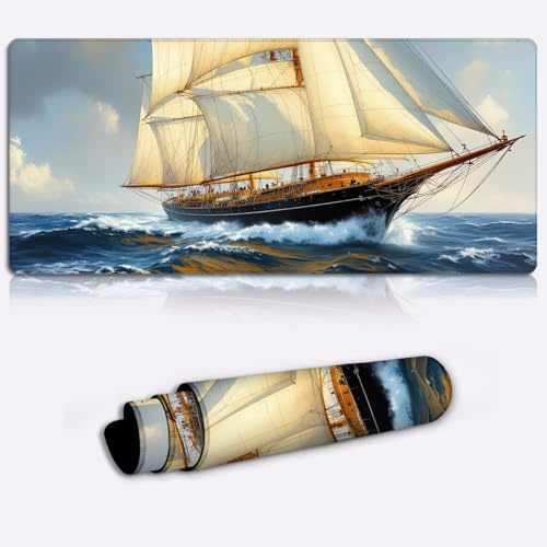 majestic sailing ship Gaming Mouse Pad Non-Slip Rubber Base Pad Office Home Novelty Printed Desk Accessory Laptop Desktop Printed Art Ergonomic 600 * 350 * 4mm