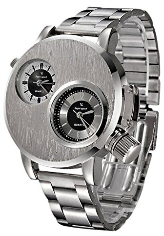 Kvarts handled sport analog klocka rostfritt datum herrklocka Gmab800-1a, SILVER, En storlek
