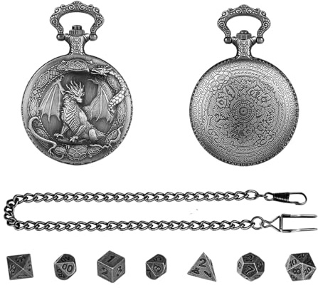 JINGLING Miniset kub – polyester metallleksak med fickur fodral, 7-delad rollspel kub för spelare nybörjare vuxna – för nybörjare vuxna rollspel brädspel fest