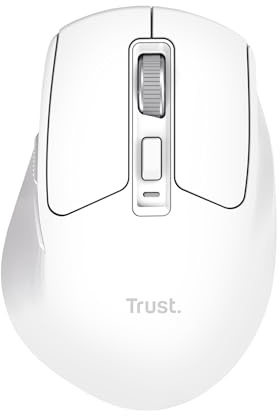 Trust Niven Kabellose Maus Bluetooth + 2.4GHz, Leise Tasten, Weiß | Mehrgeräte Komfortable Funkmaus, 800-3200 DPI, 50% Recyclingkunststoff, Wiederaufladbar, Laptop PC Mac