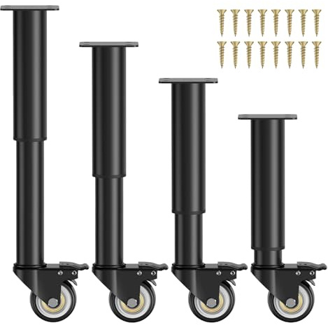 BlyeMichdi 4 Piezas Patas para Muebles con Ruedas, 31.5-45cm Regulables