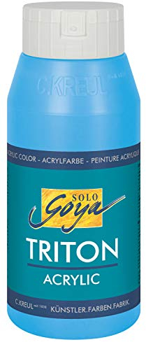 KREUL 17036 - Triton Acrylic Liquid Lichtblau 750 ml, Hochwertige Künstler-Acrylfarbe in Studienqualität mit leicht fließendem Charakter, tiefmatt auftrocknend