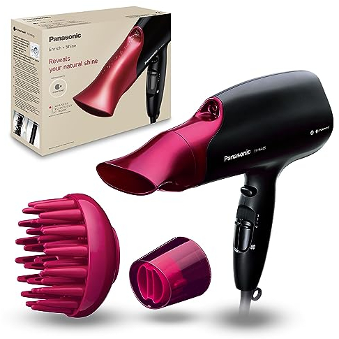 Panasonic EH-NA65K Nanoe Haartrockner mit Diffusor, Schnelltrocknungs- & Styling-Düse, 3 Geschwindigkeits- & 4 Temperaturstufen, für sichtbaren Glanz, 2000 W Leistung, ergonomisches Design, Pink