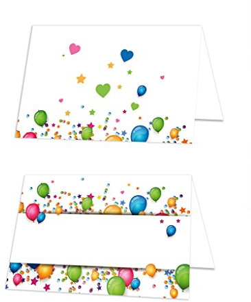 Logbuch-Verlag 100 Tischkarten LUFTBALLONS Geburtstag Kinder Namensschilder Silvester Party Sitzkarten Platzkarten weiß