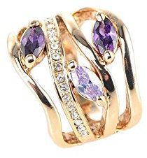Au Marché du Luxe - Bague plaqué Or 18 carats améthyste CZ Marquise Taille 56