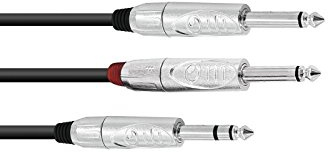 Cavo Audio Jack Stereo (M) 6,3 x 2 Jack Mono (M) 6,3 3,00 Mt Omnitronic
