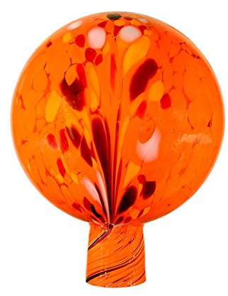 Thüringer Weihnacht Rosenkugel Gartenkugel aus Glas, 15 cm für außen, orange