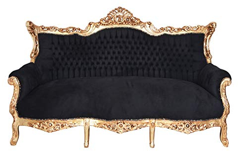 Prunksofa barockes Salon Sofa Schwarz Gold Antik Stil Sitzbank 200 cm cat599a02 Palazzo Exklusiv