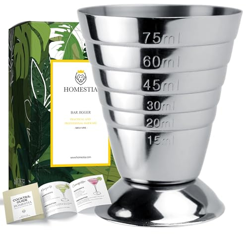 Homestia Stainless Steel Measuring Cup, 2.5 oz, 75 ml, Cocktail Jiggers, Multi-Unit Measure, Cocktail Drinking Measuring Jigger for Bartending Bar (Silver)