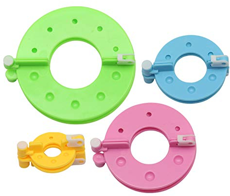 Glorex 5 2001 44 - Pompon Maker aus Kunststoff, Set mit 4 verschiedenen Größen, zum Erstellen von Bommeln