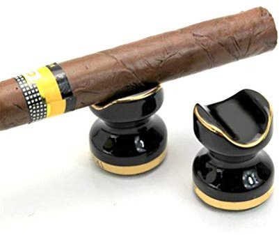 Kenyaw Cigarr askfat ficka askfathållare, cigarr aska keramisk bordsskiva använd som utomhusaskfat eller inomhus (svart)