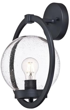 6580440 Einflammige Wandleuchte Palm Beach von Westinghouse Lighting für Außenbereiche, Ausführung in strukturiertem Schwarz mit klarem Antikglas