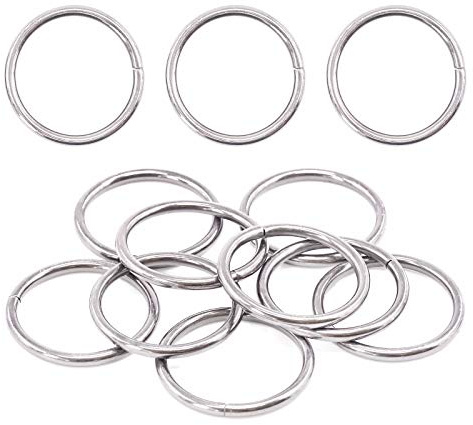 Swpeet 60 st kraftiga 3/2 tum – 38 mm silver multifunktion metall O-ring metallringar för hårdvaruväskor ring hand gör-det-själv tillbehör nyckelringar bälten och hundkoppel (silver, 3/2 tum)