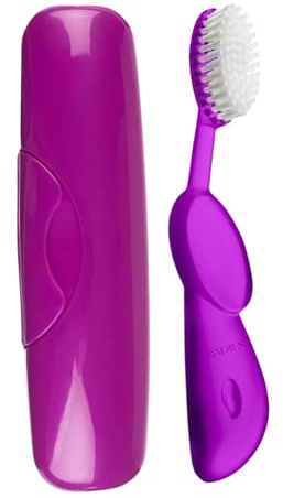 Radius Toothbrush Big Brush with Replaceable Brush Head BPA Free ADA Accepted - Right Hand - Purple Brush with Purple Case