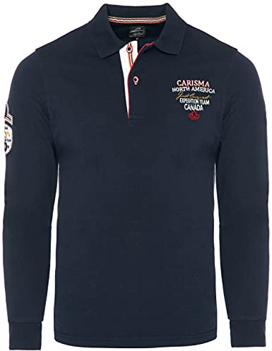 Carisma Langarm Poloshirt für Herren Baumwolle • Herren Langarmshirt mit Stickerei • Angenehmes Regular Fit Longsleeve