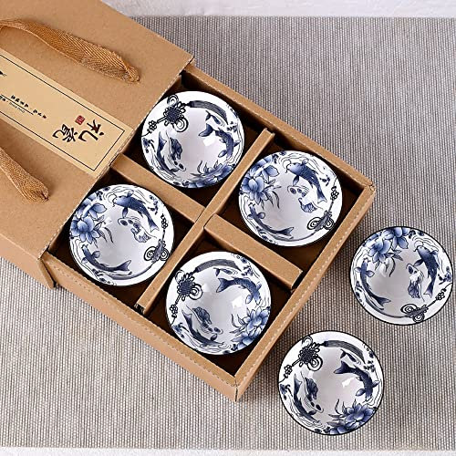 Juego de té 6 unids / set taza taza caja de regalo azul y blanco porcelana retro cerámica utensio de té chino kung fu taza taza vintage webware hat taza ( Color : Style F , Kit Type : Six-piece Set )