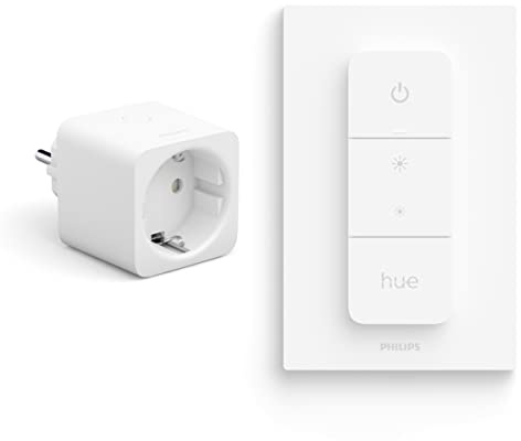 Philips Hue Pack avantagé avec 1 prise intelligente Hue pour les Pays-Bas et l'UE (type F) et 1 Variateur de lumiere Hue - Hue Accessories