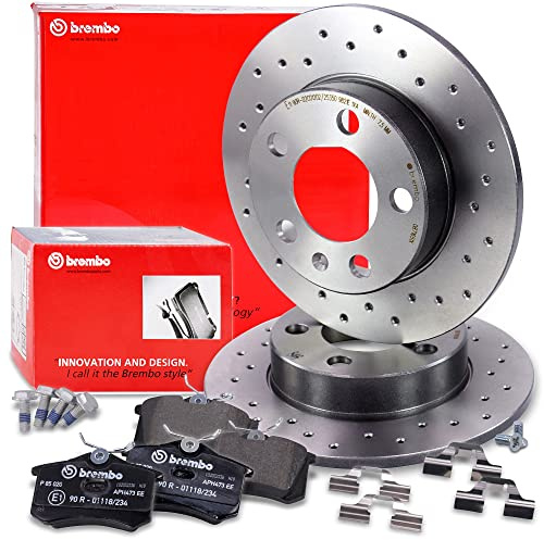 Ensemble composé de 1x Jeu de plaquettes de frein arrière, 2x Disque de frein arrière entièrement perforé 40438454 Compatible avec: AUDI A1, A1 Sportback, A2, A3, TT, TT Roadster, SEAT CORDOBA