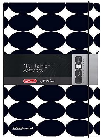 Herlitz 50039777 Notizheft flex A4, 40 Blatt punktiert, Motiv: Just Black, 1 Stück