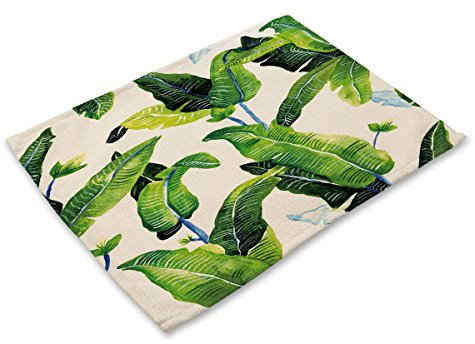 Salvamanteles Hoja Verde Juego de 4 Manteles Individuales bajoplatos Aislante Calor Lino Antimanchas Antideslizantes decoración Mesa Comedor Cocina 45X30cm